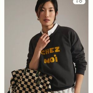 Clare V Chez Moi Chez Toi Charcoal Color Sweatshirt Size S